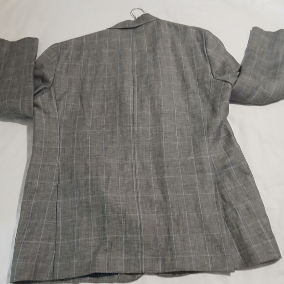 NWOT Joseph Abboud 48L Linen & Wool Grey Window Pane Lined Blazer tailored fit - Picture 8 of 14